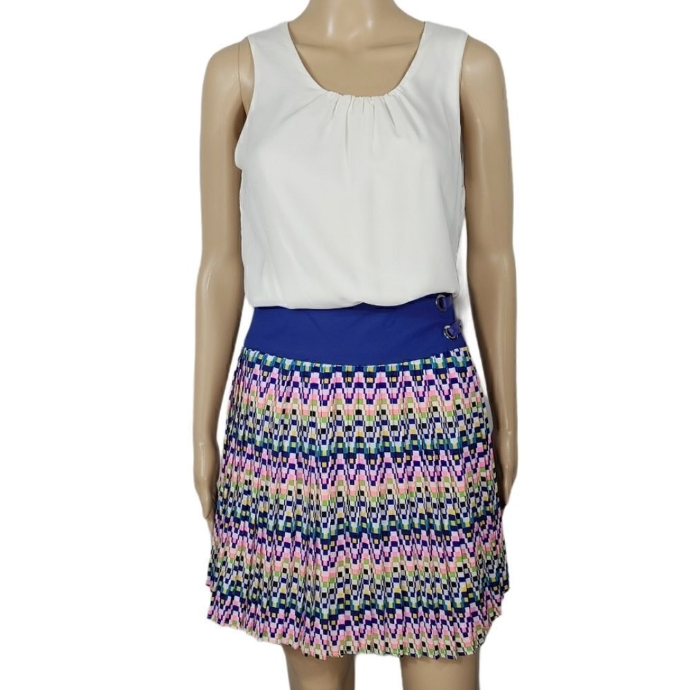 Esley Aztec Pleated Women's Pink & Blue Dress